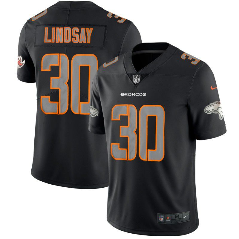 Men Denver Broncos 30 Lindsay Nike Fashion Impact Black Color Rush Limited NFL Jerseys